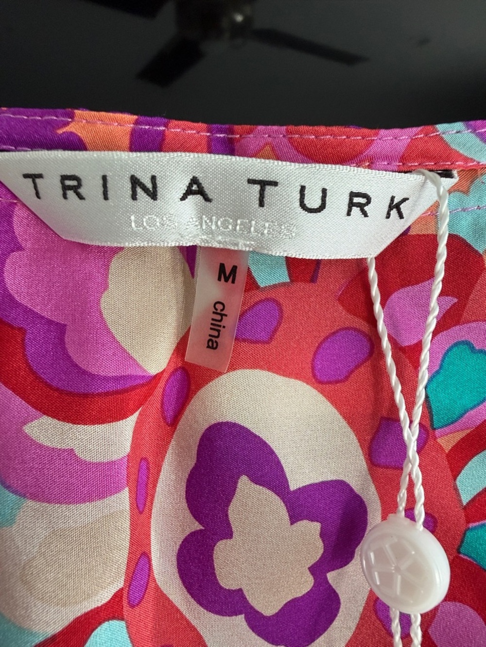 Trina Turk Pink Multicolor Floral Smocked Top - Picture 4 of 6
